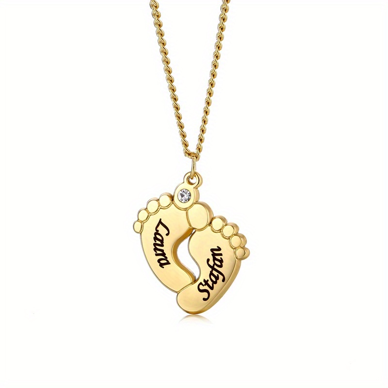 Custom Engraved Name Necklace Zirconia Ankle Pendant Letter Jewelry